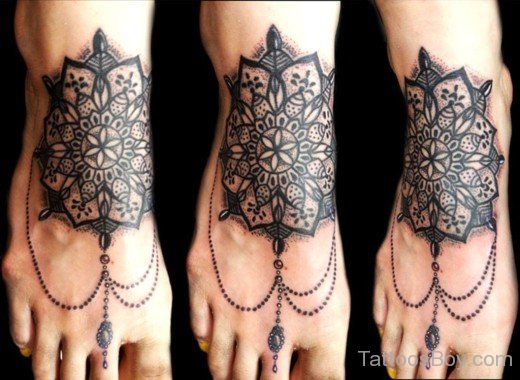 Mandala Tattoo Design On Foot-TB1057