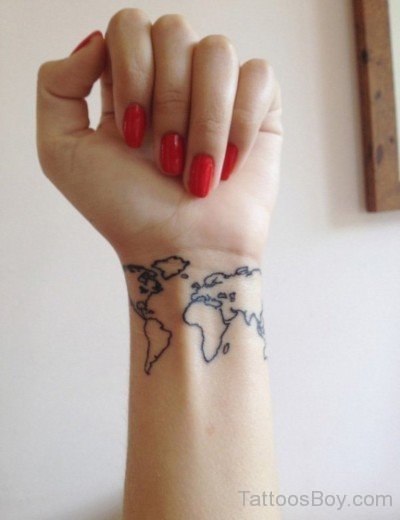 Map Tattoo On Wrist-TB1058