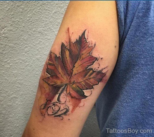 Maple Leaf Tattoo On Bicep-Tb177