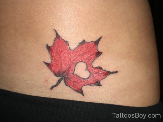 Maple Leaf Tattoo On Waist-Tb178