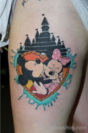 Micky Mouse Tattoo On Thigh-Tb1118