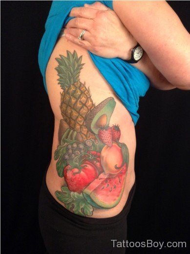 Mix Fruit Tattoo On Rib-TB124