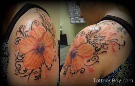 Nice Hibiscus Flower Tattoo Design-TB12126