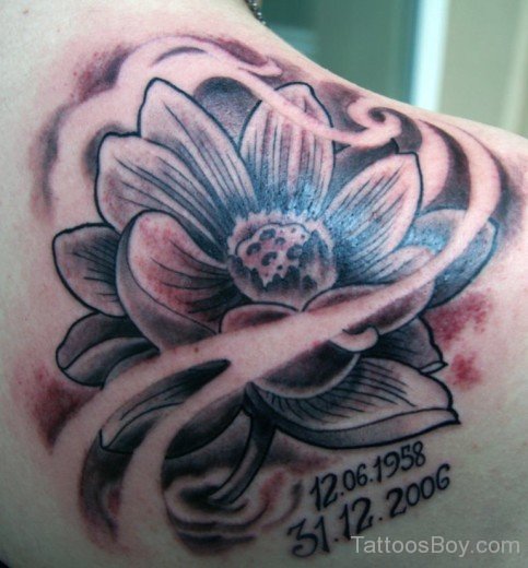 Attractive Lotus Tattoo On Back-TB1095
