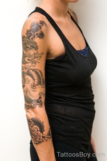 Nice Tibetan Tattoo On Full Sleeve 