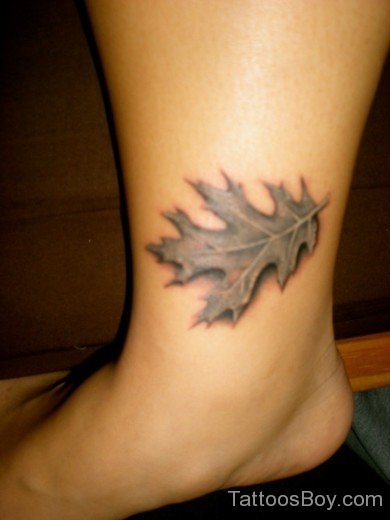 Oak Leaf Tattoo On Ankle-Tb181