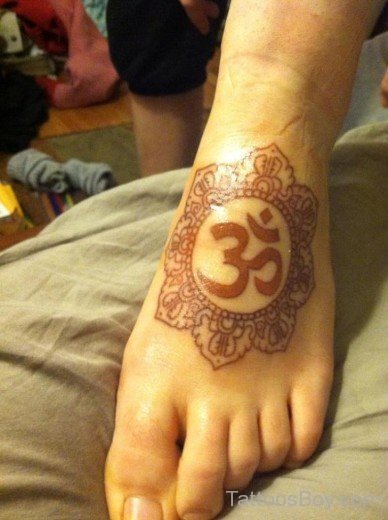 Om Tattoo On Foot