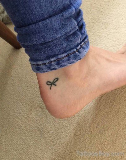 Outline  Bow Tattoo On Ankle-TB0144
