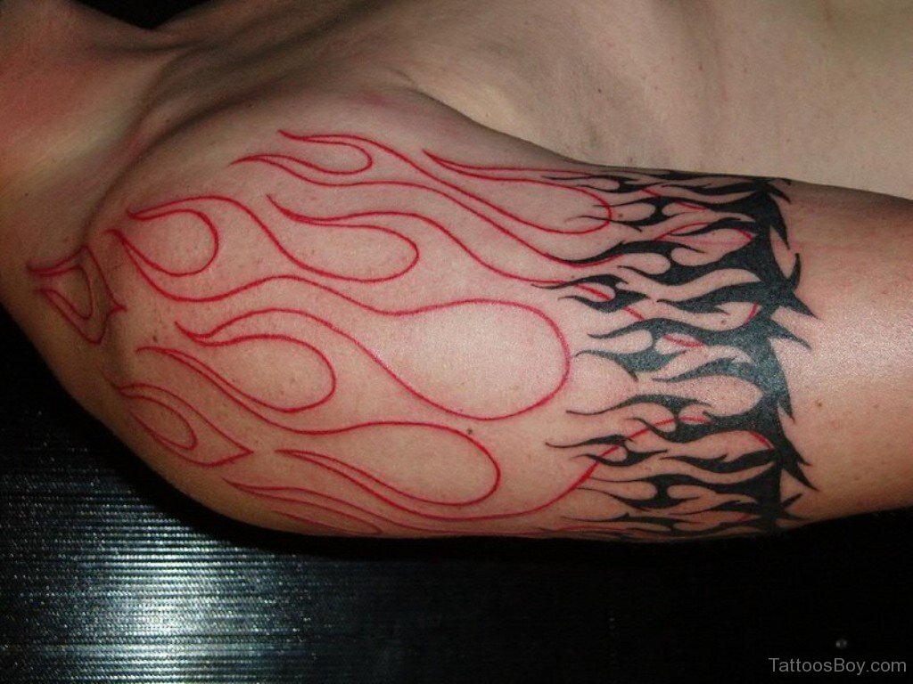 Outline Flame Tattoo On Half Sleeve | Tattoo Designs, Tattoo Pictures