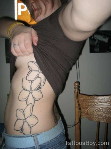 Outline Hibiscus Flower Tattoo On Rib-TB12130