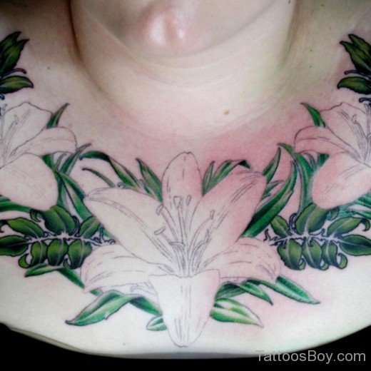 Outline  Lily Tattoo On Chest-TB12126