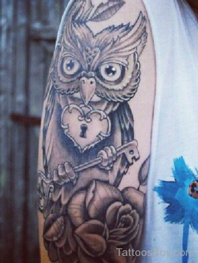 Owl With  Key Tattoo-TB1142