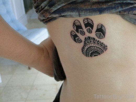 Paw Tattoo On Rib-TB1103