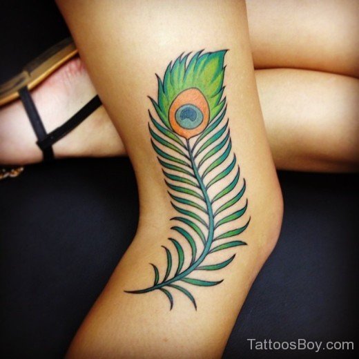 Peacock Feather Tattoo On Thigh-TB1087