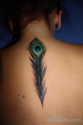 Peacock Feather Tattoo On back-TB1084