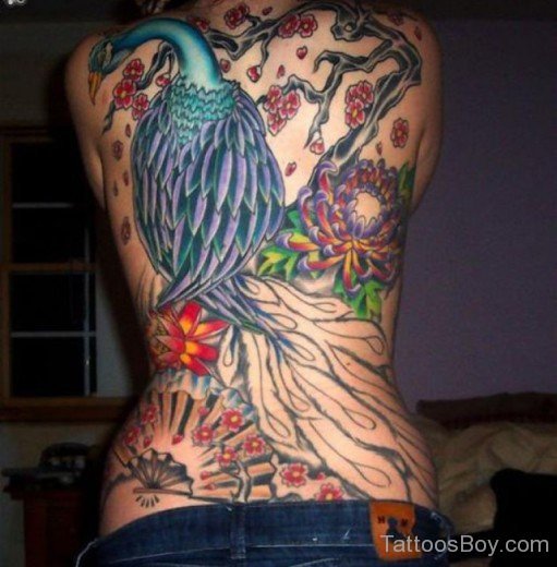 Peacock Tattoo Design On Back-TB164