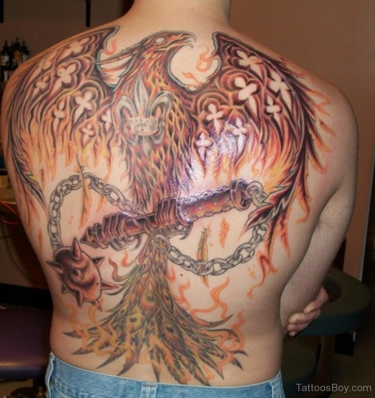 Phoenix And Flame Tattoo On Back | Tattoo Designs, Tattoo Pictures