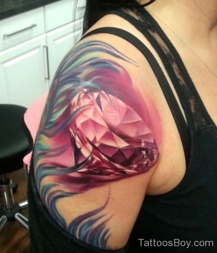 Pink Diamond Tattoo On Shoulder-TB1121