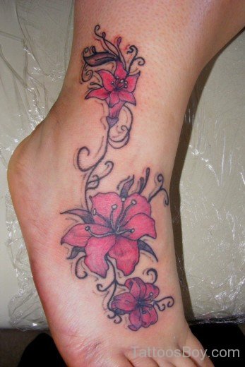 Pink Lily Flower Tattoo