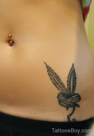 Pot Leaf Tattoo On Waist-Tb186