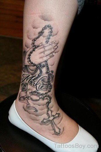 Praying Hands Tattoo On Ankle-TB1105