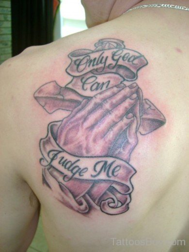 Praying Hands Tattoo On Back-TB1106