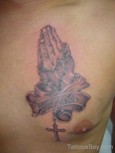 Praying Hands Tattoo On Chest-TB1107