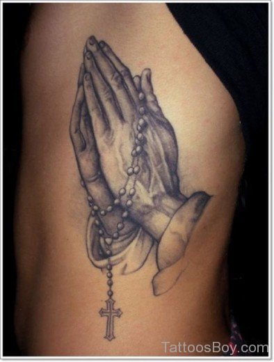 Praying Hands Tattoo On Rib-TB1061
