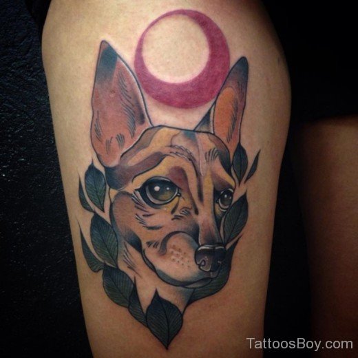 Pretty Dog Tattoo on Thigh-TB1105