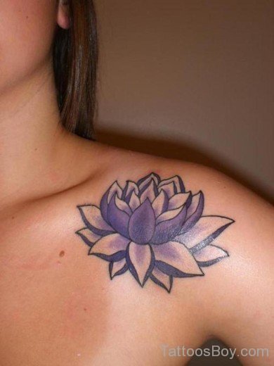 Purple Lotus Tattoo  On Chest-TB1107