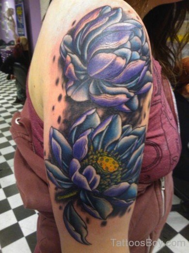 Purple Lotus Tattoo On Half Sleeve-TB1108