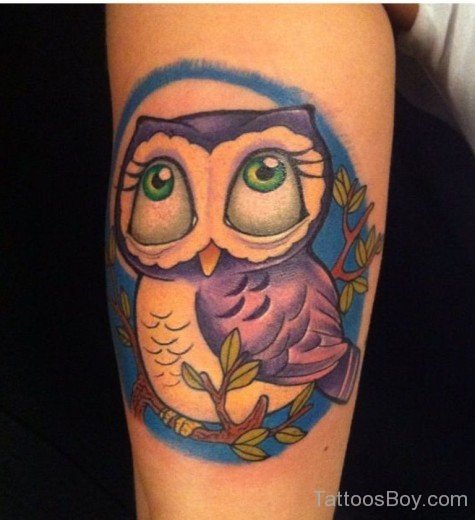 Purple Owl Cartoon Tattoo-Tb1126