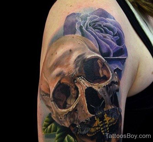 Purple Rose And Skull Tattoo-TB125