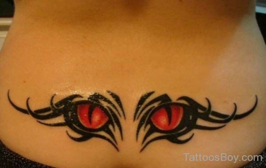 Red Eyes Tattoo On Lower Back-TB167