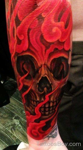 Red Flame And Skull Tattoo-TB1087