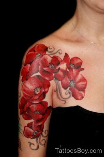Red Hibiscus Flower Tattoo-TB12136