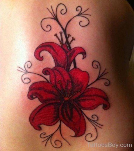 Red Lily Tattoo Design-TB12135