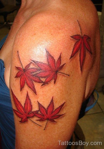  Leaf Tattoo On Shoulder-Tb188
