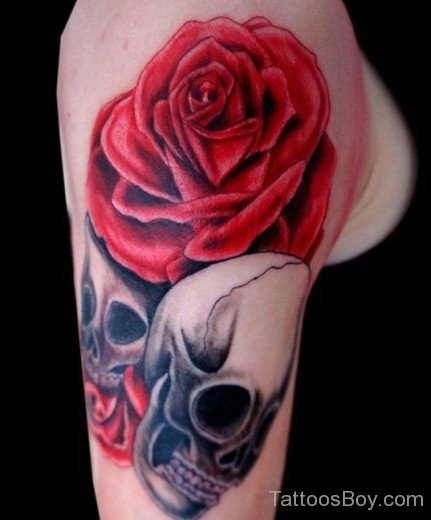 Red Rose And Skull Tattoo-TB129