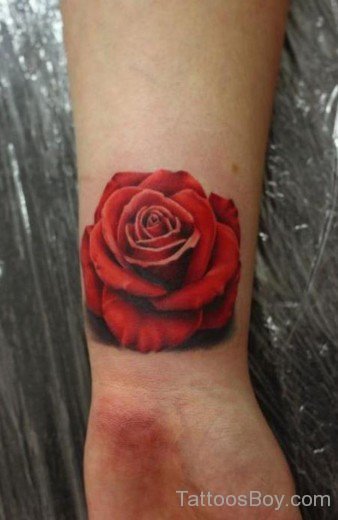 Red Rose Tattoo On Wrist
