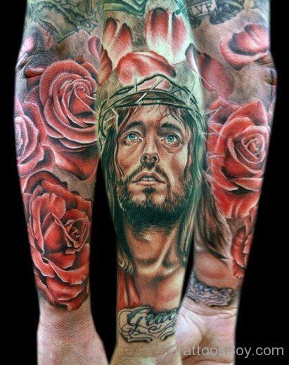 Rose And Jesus Tattoo-TB153