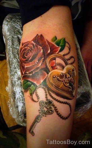 Beautiful Rose And  Key Tattoo-TB1146