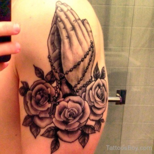 Rose And Praying Hand Tattoo-TB1066