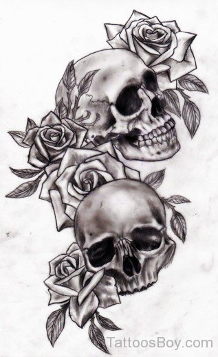 Rose And Skull Tattoo Design-TB133