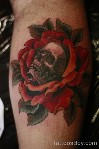 Rose Flower And Skull Tattoo-TB139