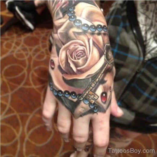 Rose Flower Tattoo On Hand-TB1068