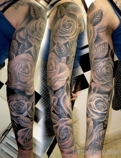 Rose Flower Tattoo On Full Sleeve-TB180