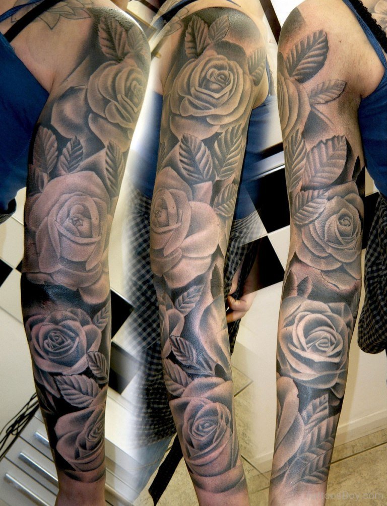 Rose Flower Tattoo On Full Sleeve | Tattoo Designs, Tattoo Pictures