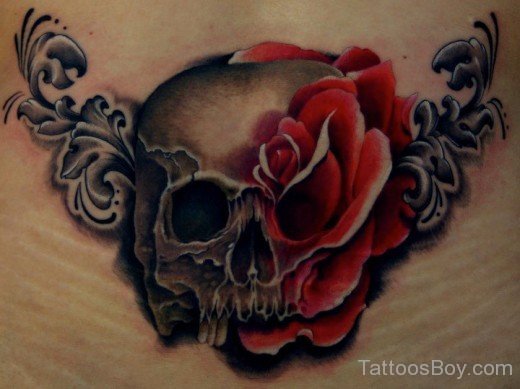 Rose Skull Tattoo Design-TB140