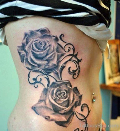 Rose Tattoo On Rib-TB1083